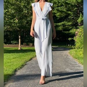 Pinstripe Blue and White Jumpsuit